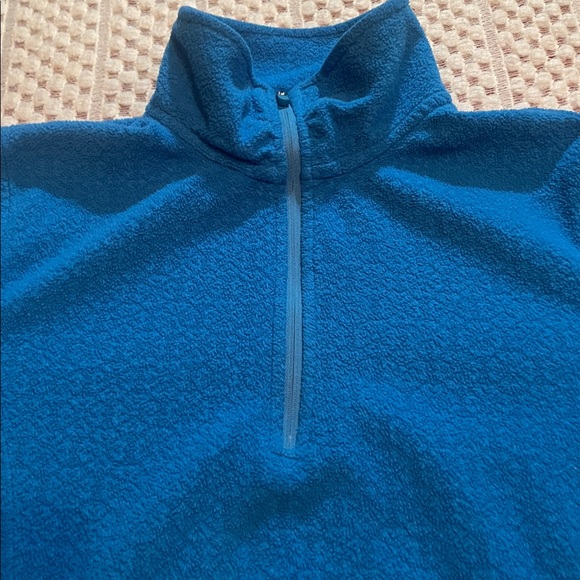 Lands End Fleece Blue Quarter-Zip Pullover - Picture 4 of 12